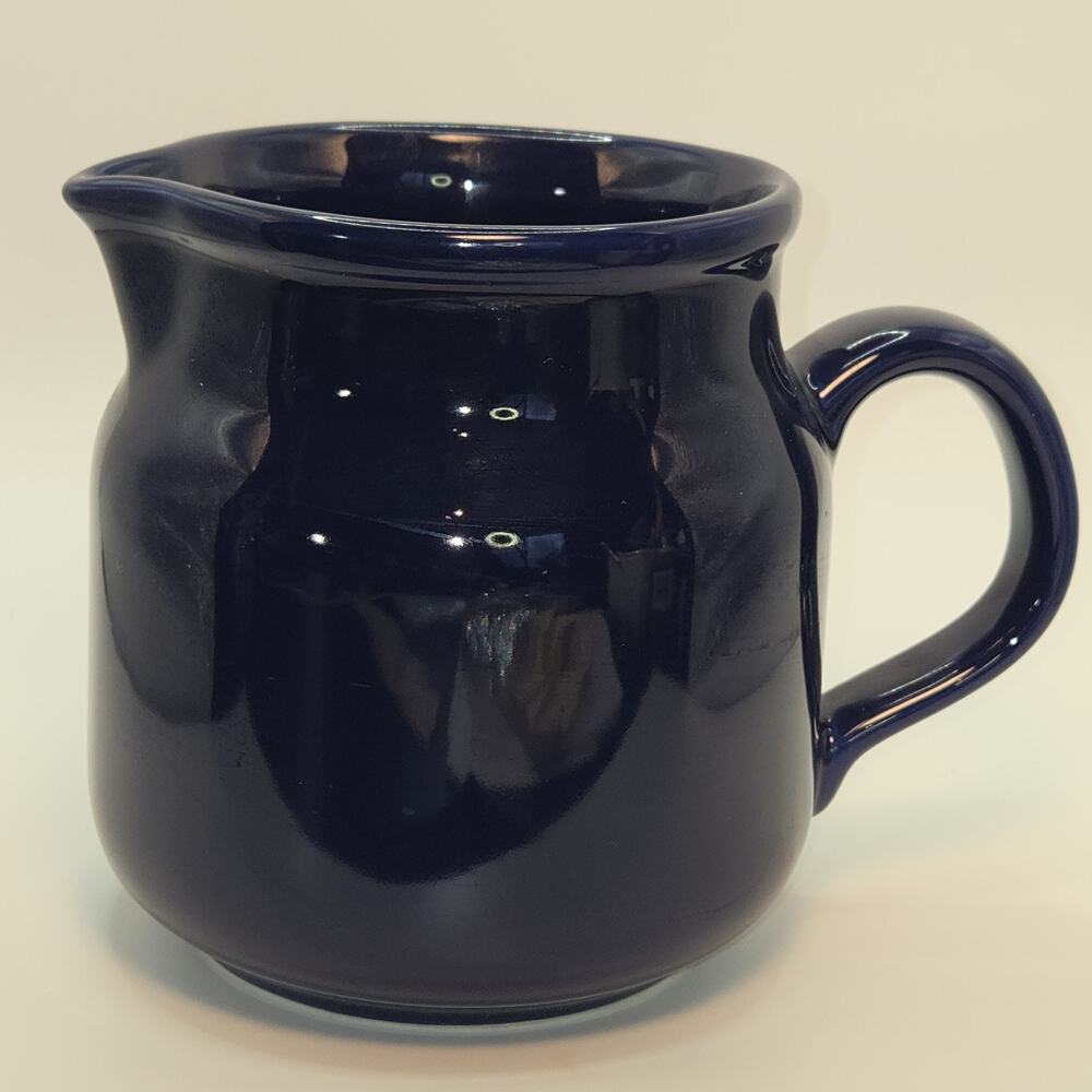 Vtg. Waechtersbach Navy Blue Ceramic Pitcher, 5.5"